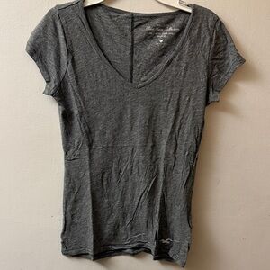 Hollister Dark Gray V-Neck Short Sleeve Tee